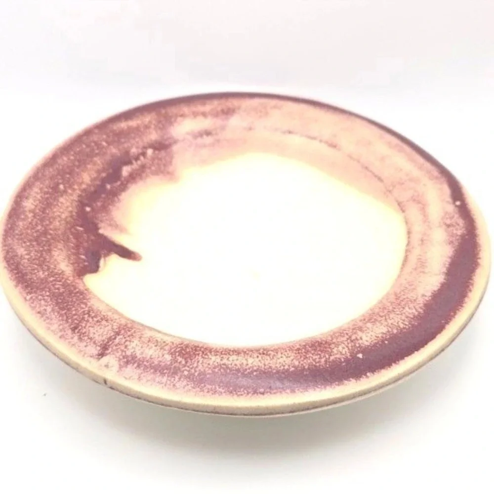 Handmade Ceramic Plate Dish Bowl Rustic Burgundy Cream Glaze Artisan Pottery MMM